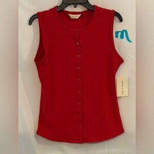 Elegant Red Button-Down Tank Top